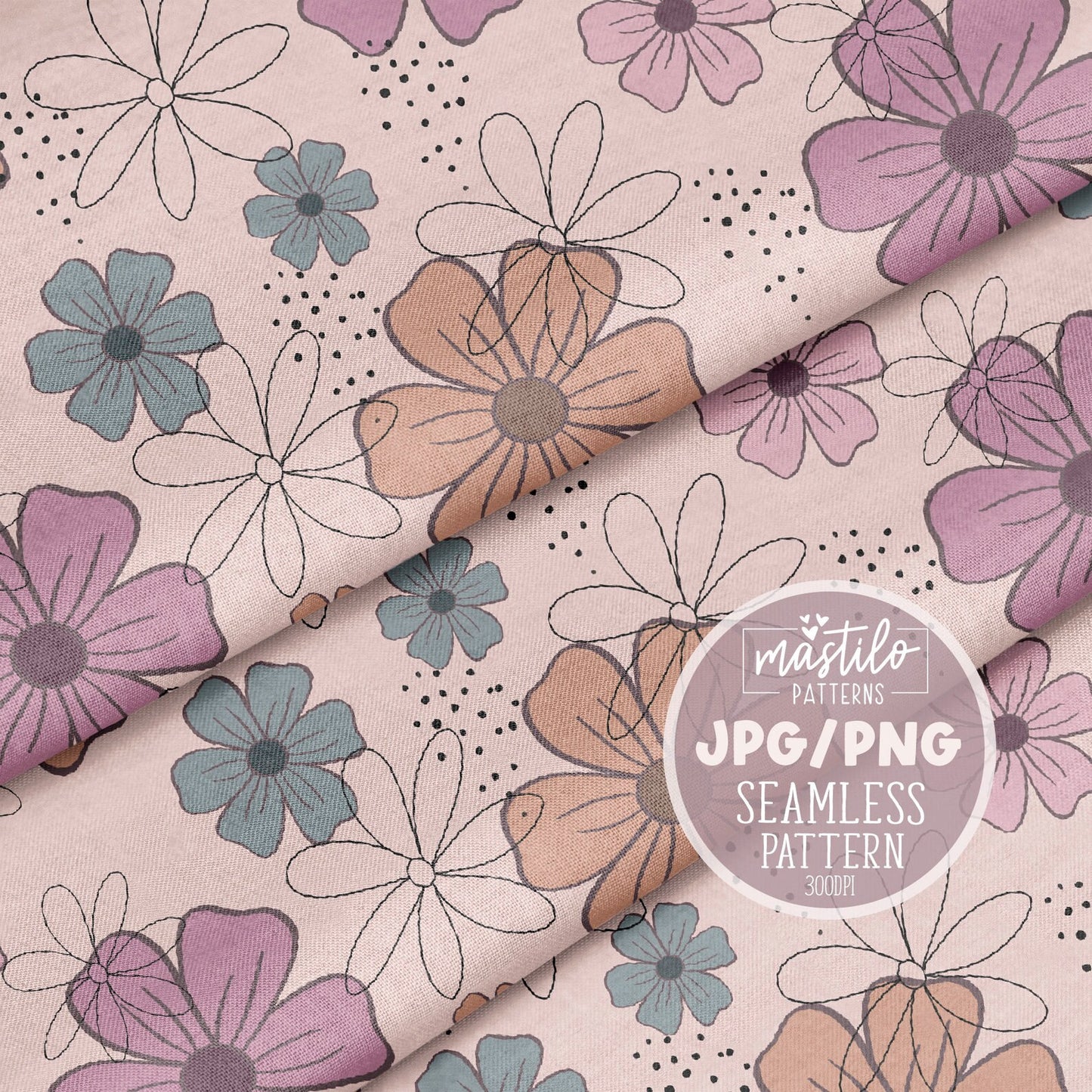 Spring Flowers Seamless Pattern, Floral Fabric Pattern Design