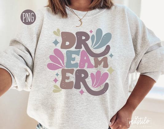 Dreamer Retro Png, Retro Lettering Png, Retro Sublimation Designs