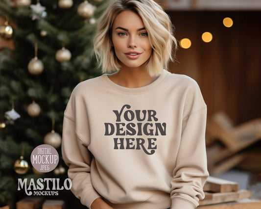 Gildan 18000 Crewneck, Christmas Model Mockup, Winter Mockup, Christmas Mockup