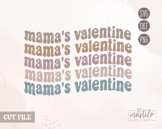 Mama's Valentine SVG, Mama Mini SVG, Wavy text Svg, Groovy Svg, Mother's Day Svg