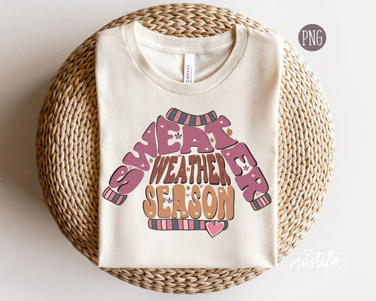 Sweater Weather Png, Fall Groovy Png, Retro Fall Sublimation Designs, Retro Fall