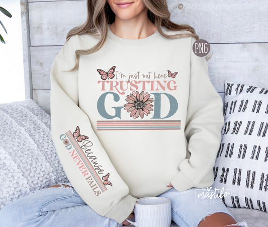 I Am Out Here Trusting God Png, God Png, Sleeve shirt design Png, Retro Jesus