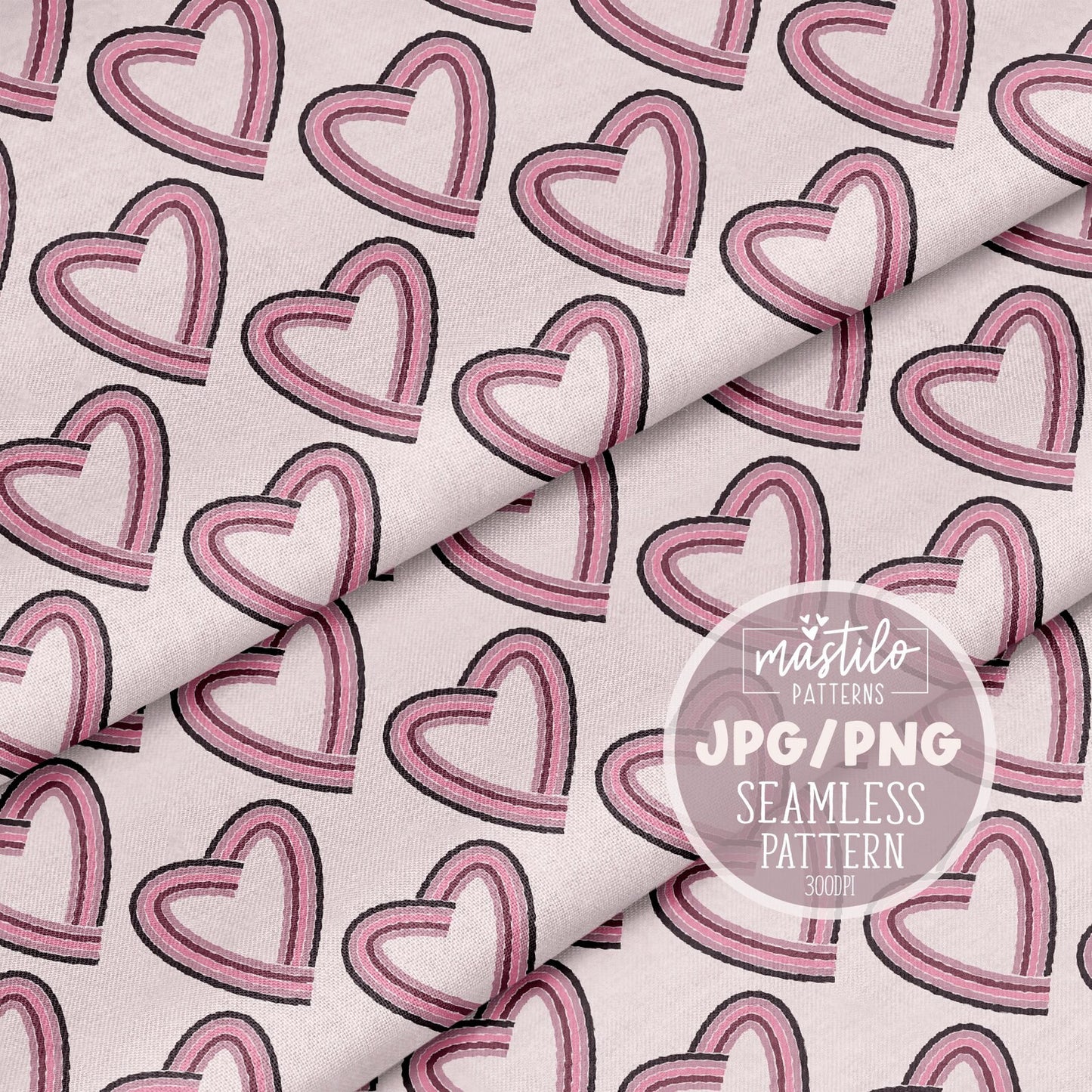 Retro Hearts Seamless Pattern, Groovy Valentine Hearts repeat pattern