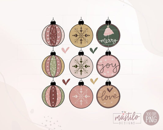 Ornaments PNG, Christmas Sublimation Digital Design