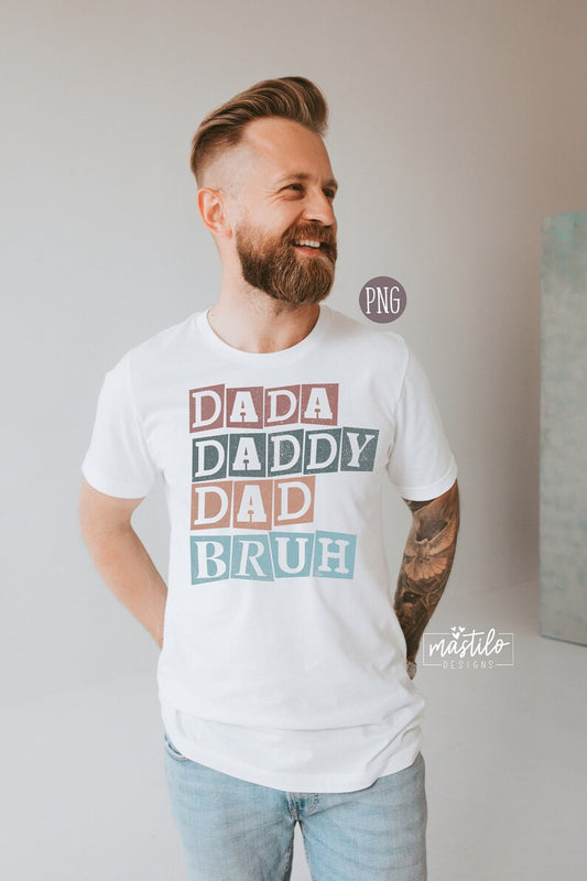 Dada Daddy Dad Bruh Png, retro dad png, trendy Sublimation