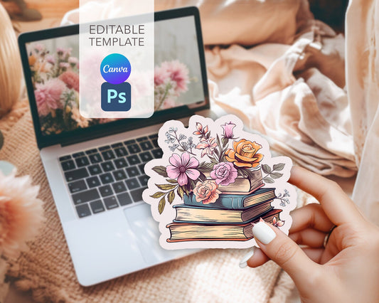 Sticker Mockup Canva, Laptop Sticker Mockup, Photoshop Sticker Mockup