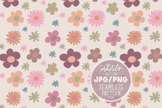 Groovy Flowers, Retro Sublimations, Retro PNG Pattern, Flower Sublimation