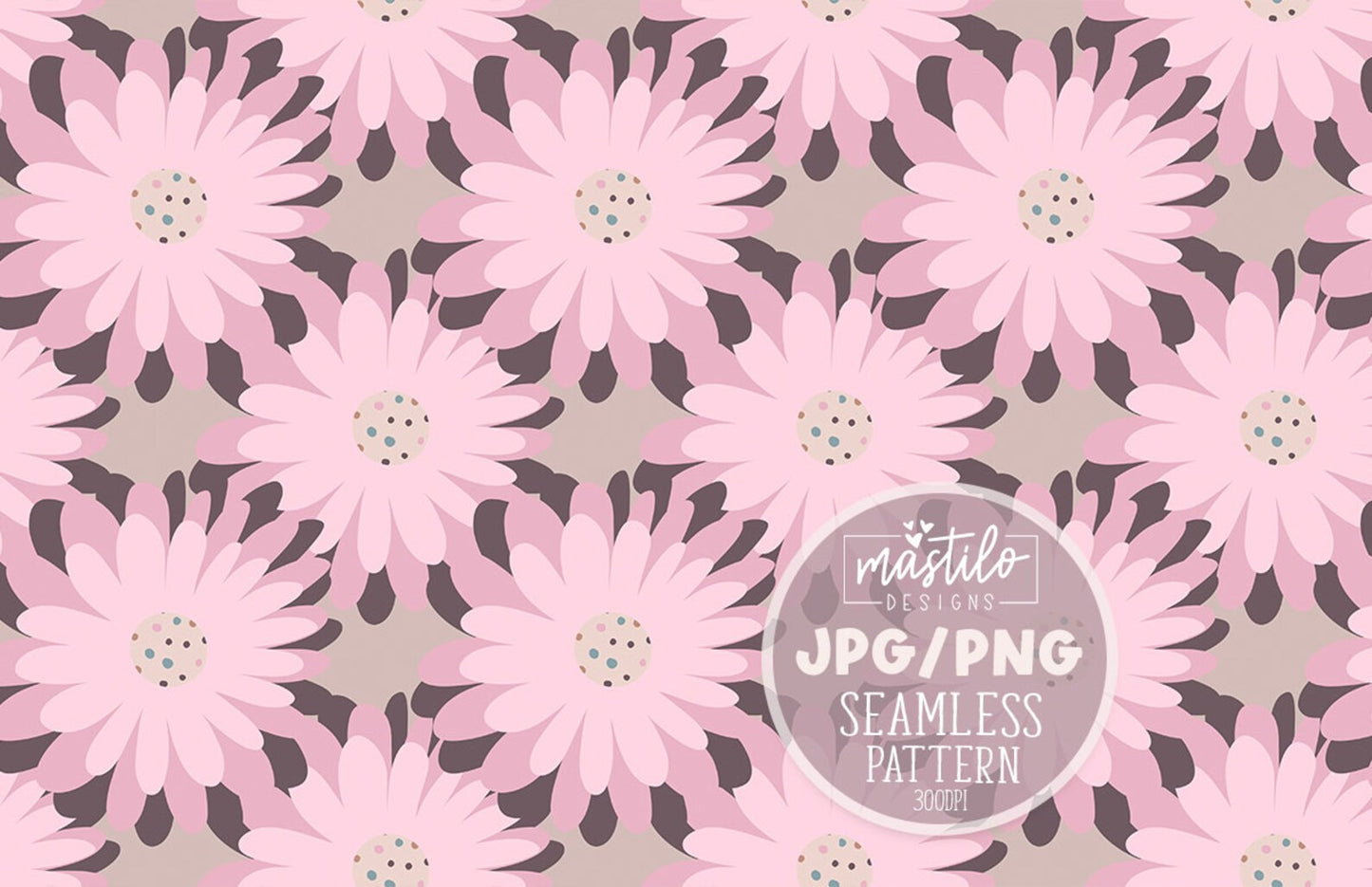 Retro Daisies Seamless Pattern, Floral Fabric Pattern Design, Retro Seamless