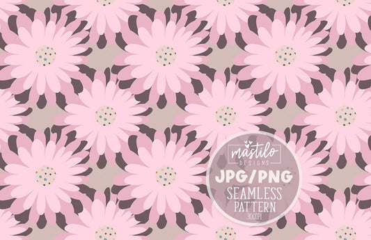 Retro Daisies Seamless Pattern, Floral Fabric Pattern Design, Retro Seamless