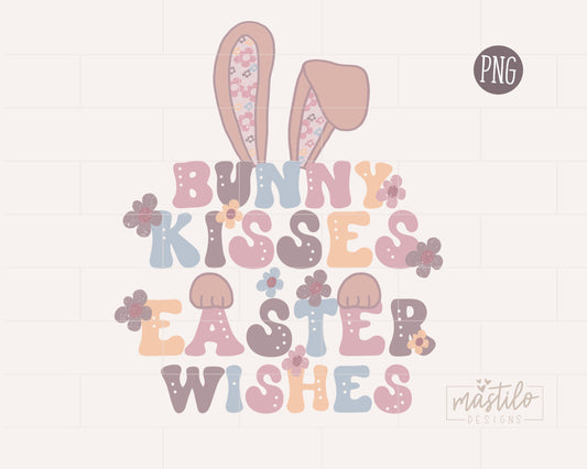 Bunny Kisses Easter Wishes PNG