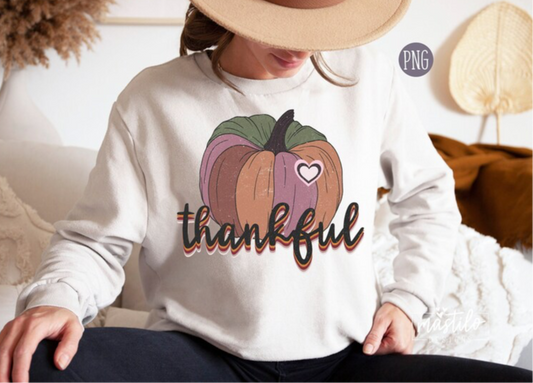 Thankful Screen Print Design, Thanksgiving DTF Png