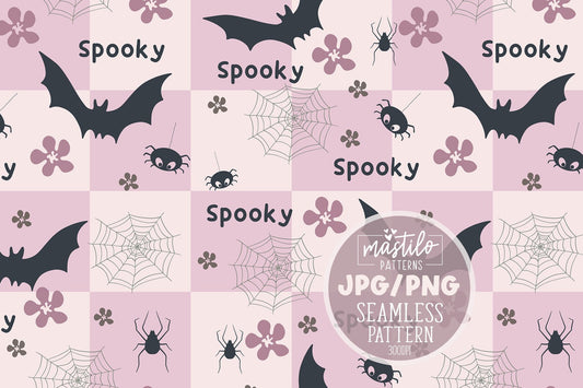 Halloween Seamless Pattern, Halloween Fabric Pattern Design, Retro Seamless