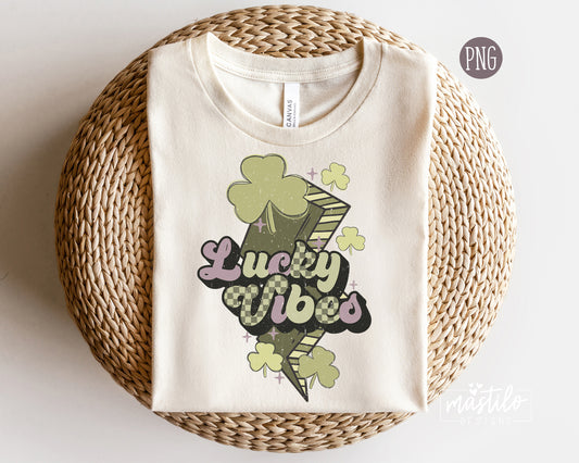 Lucky Vibes Retro PNG, St Patrick's Png, Groovy Png, St Patrick's Sublimation