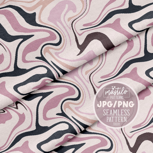 Psychedelic Marble Swirls Geometric Pattern, Liquid Marble Seamless Pattern