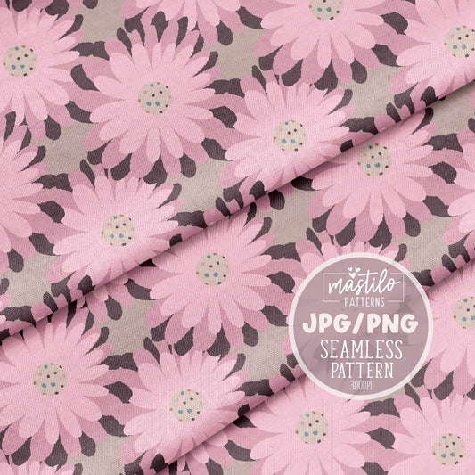 Retro Daisies Seamless Pattern, Floral Fabric Pattern Design, Retro Seamless