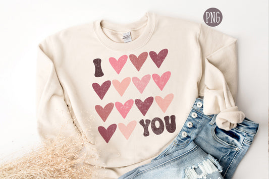 I Love You PNG, Valentines Png Designs, Retro Png