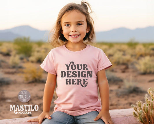 Bella Canvas Toddler Tee Mockup, Bella Canvas 3001T Mockup Pink