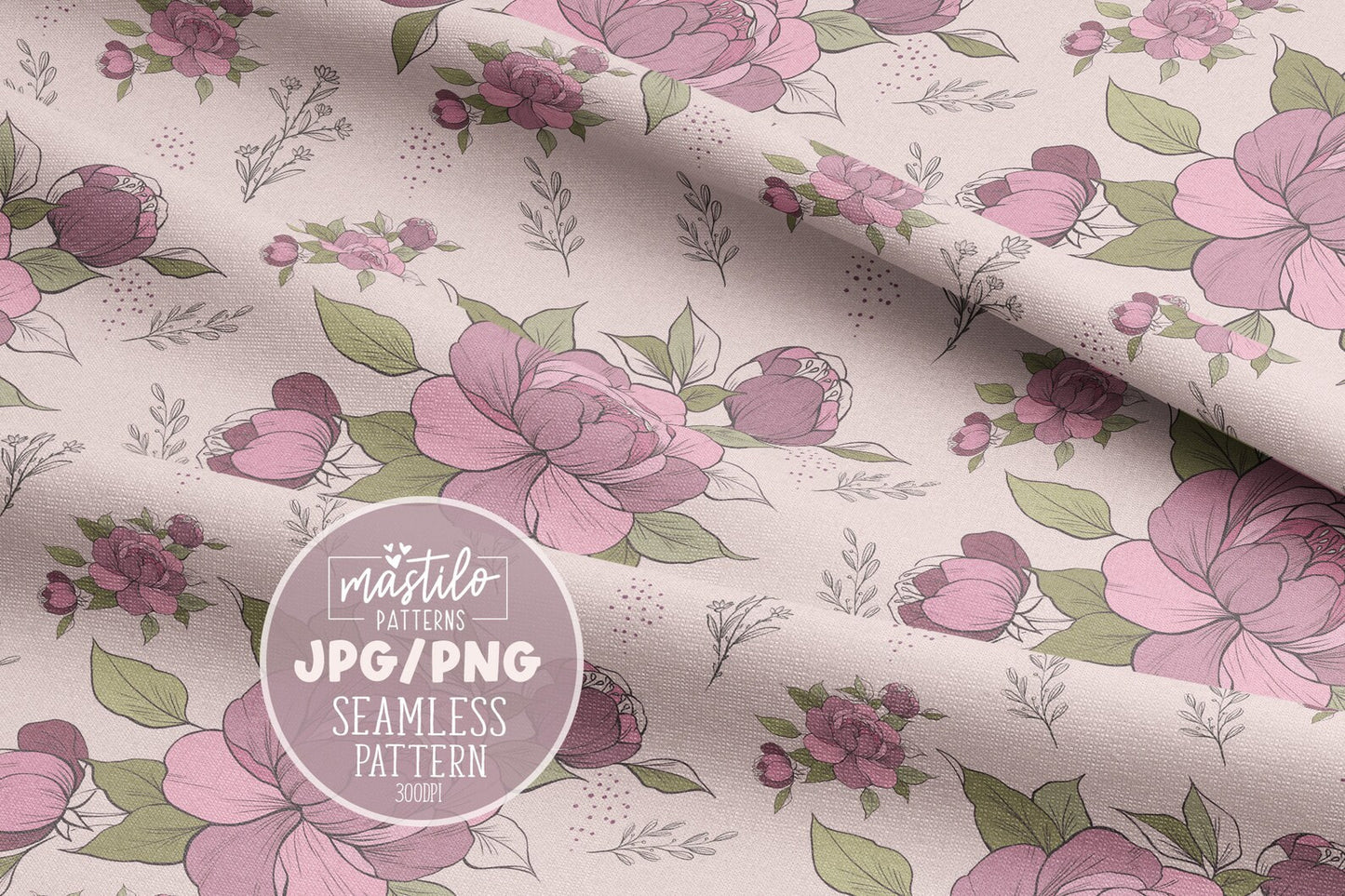 Wild Flowers Seamless Pattern Design, Fabric Pattern Design, Neutral Seamless