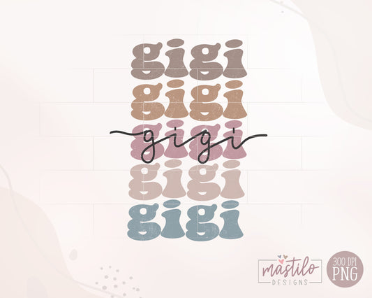 Gigi Boho Distressed Stacked png, Sublimation designs, Gigi Sublimation PNG