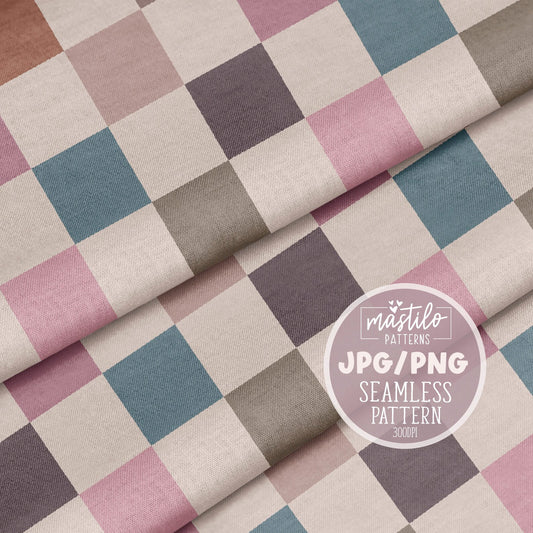 Boho Checker Seamless Pattern, Multi Color Checker Seamless Repeat