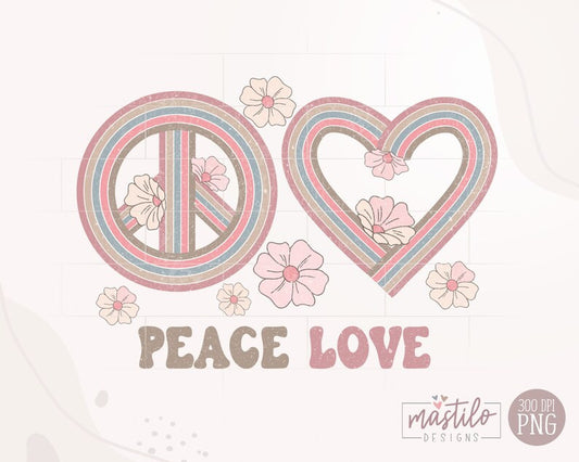 Love Peace Png, Retro Sublimation Png