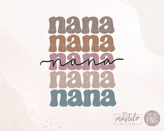 Nana Boho Distressed Stacked png, Sublimation designs