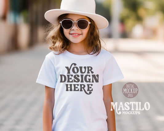 Kids Bella Canvas 3001T White T-Shirt Mockup Kids T-Shirt Mockup, Girl TShirt