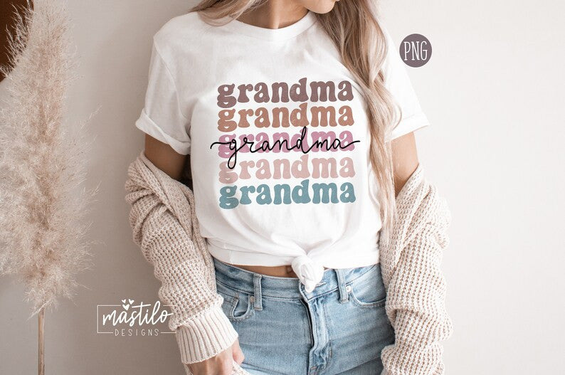 Grandma Boho Distressed Stacked png, Sublimation designs