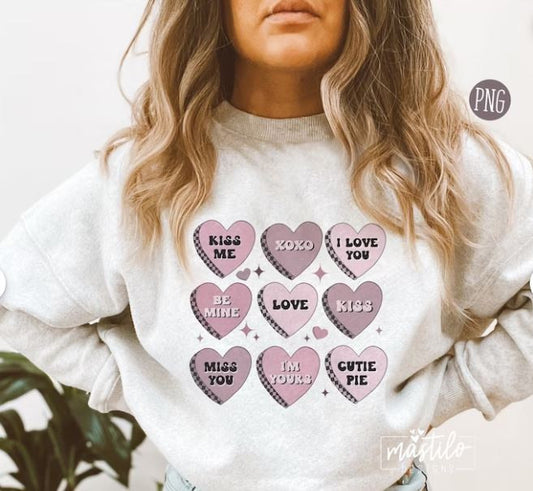 Conversation Hearts PNG, Valentine's Sublimation, Hearts PNG