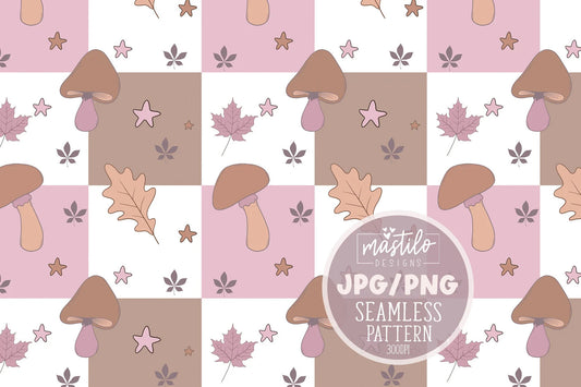 Retro Fall Seamless Pattern, Groovy Aesthetic Seamless Pattern