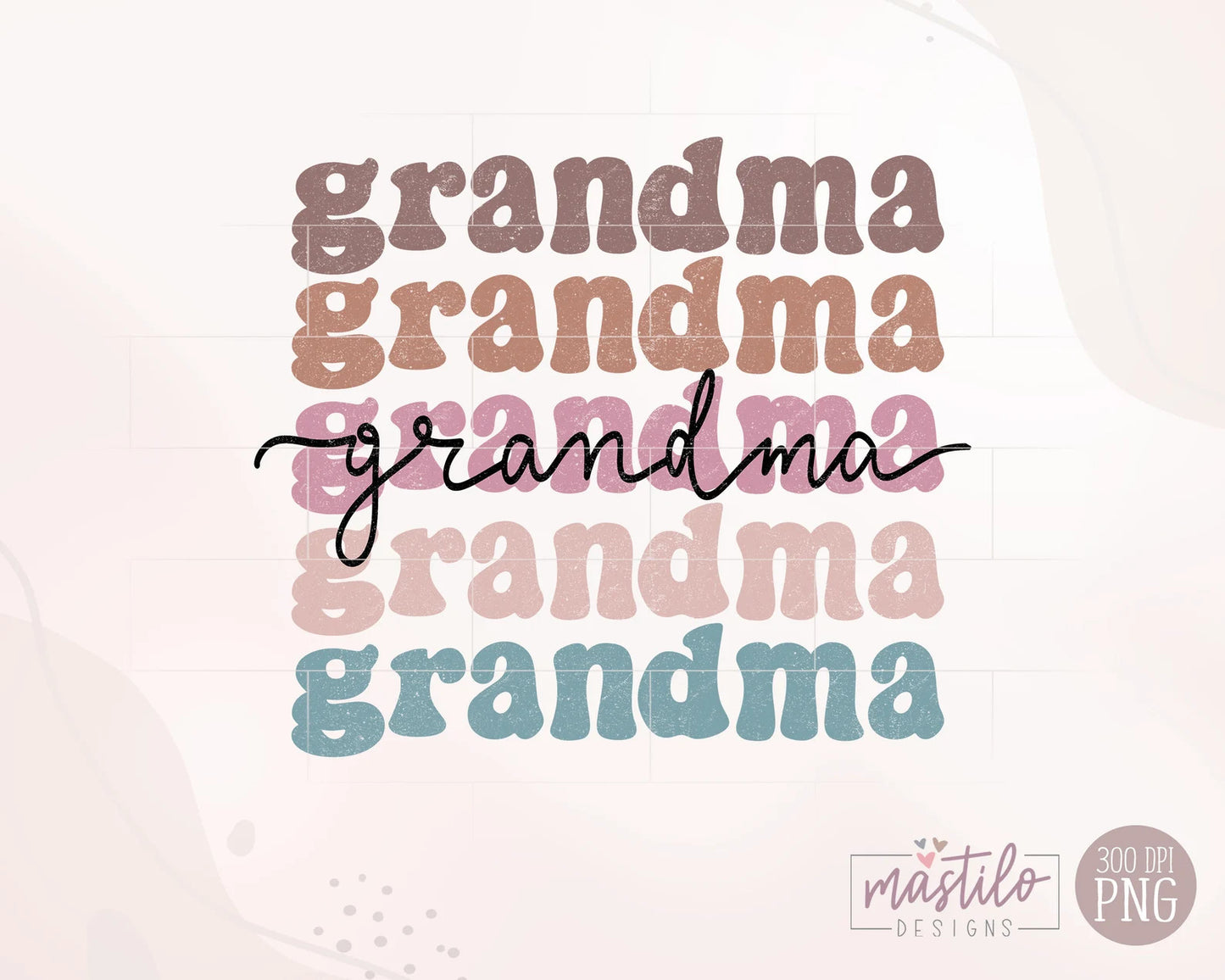 Grandma Boho Distressed Stacked png, Sublimation designs