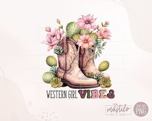 Cowgirl Boots png, Western Girl Vibes png, Cactus png