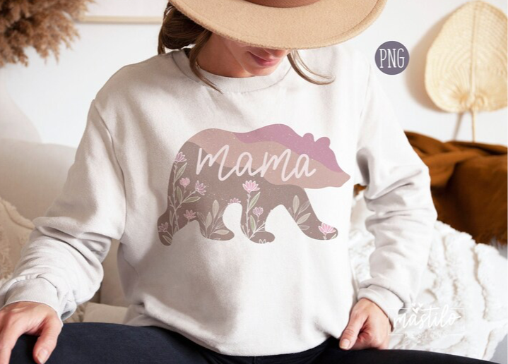 Mama Bear Png, Boho Sublimation Design, Boho Png, Mom Life