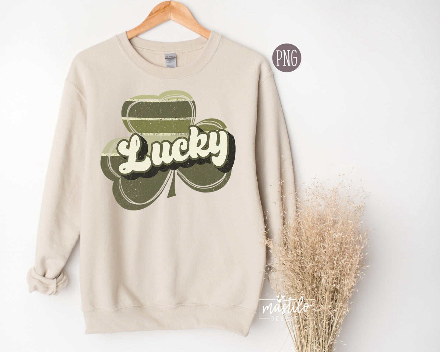 Lucky St Patrick's Day Retro Png, Retro Clover Png, St Patrick's Sublimation