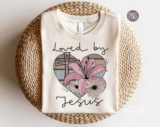 Jesus Png, Christian Png, Loved by Jesus Png, Floral Cross Png