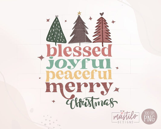 Blessed Joyful Png, Christmas Sublimation Designs