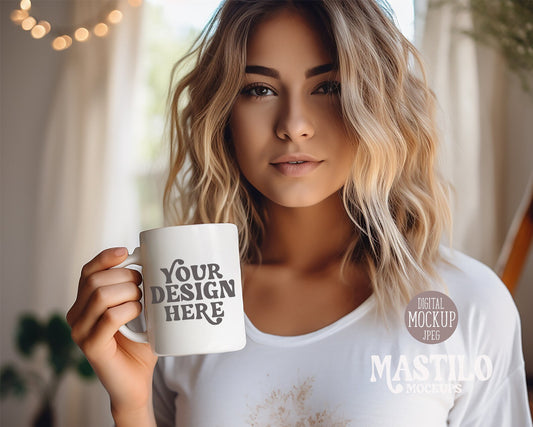 White coffee mug mock up, 11oz Blank Mug mockups, Mug mockup model 11oz