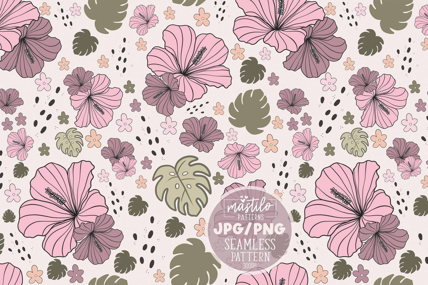 Summer Flowers Seamless Pattern, Floral Fabric Pattern Design