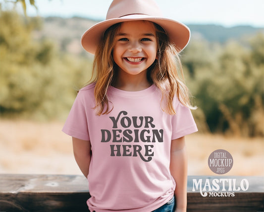 Bella Canvas 3001T Mockup Pink, Bella Canvas Toddler Tee Mockup, kids T Shirt