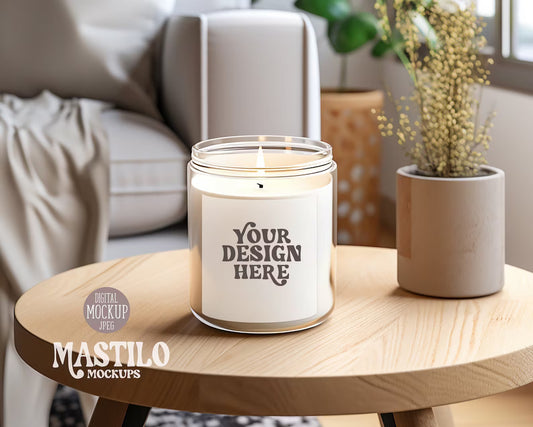 Spring Candle Mockup, White Candle Jar Mockup, 9oz Soy Candle Mockup