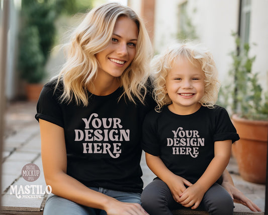 Bella Canvas Shirt Mockup, Mama and Me Tshirt Mock Up, Mom son child Baby Mock