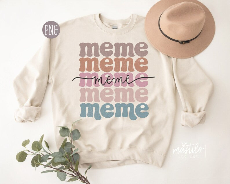 Meme Boho Distressed Stacked png, Sublimation designs