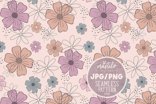 Spring Flowers Seamless Pattern, Floral Fabric Pattern Design