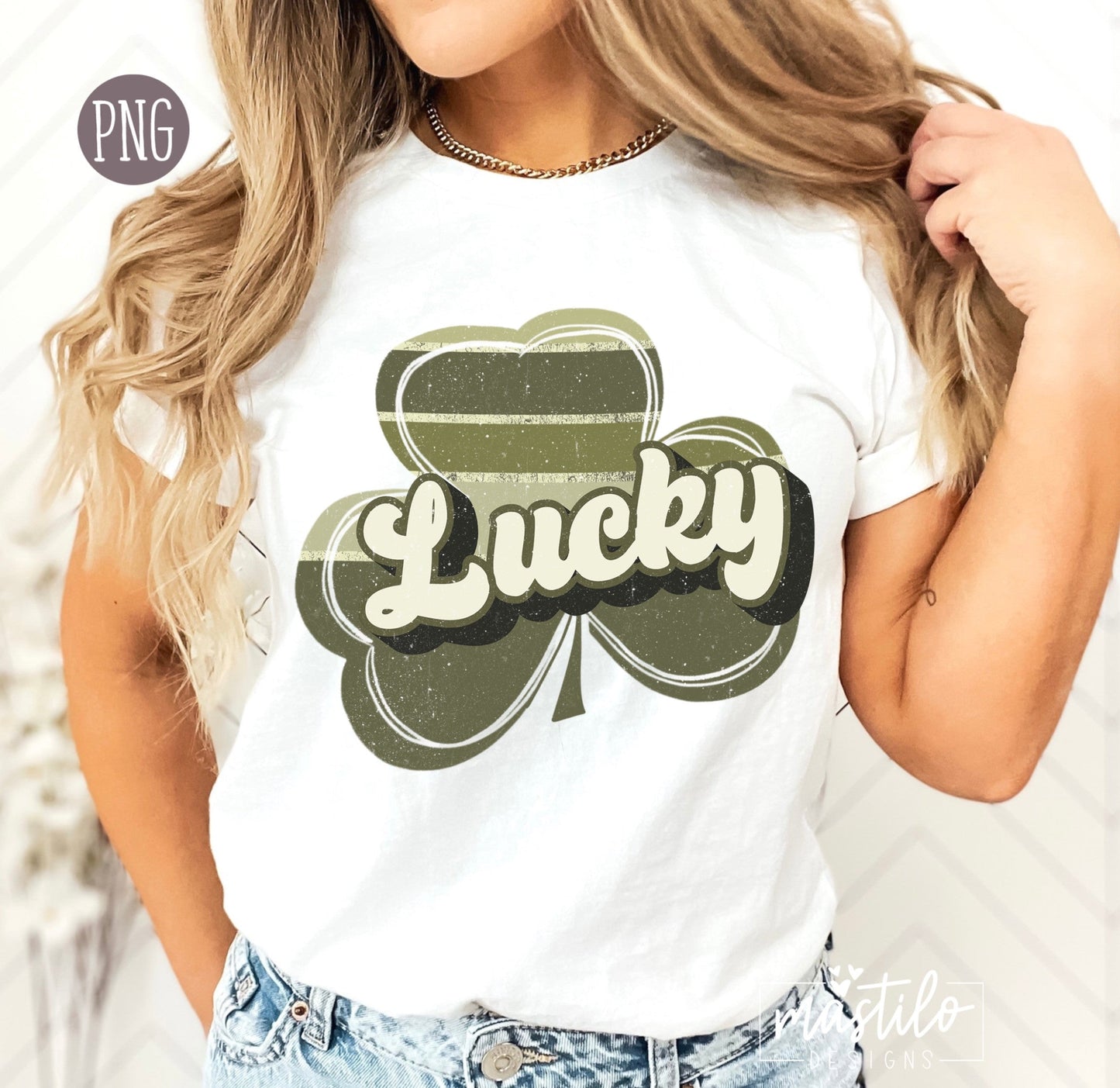 Lucky St Patrick's Day Retro Png, Retro Clover Png, St Patrick's Sublimation