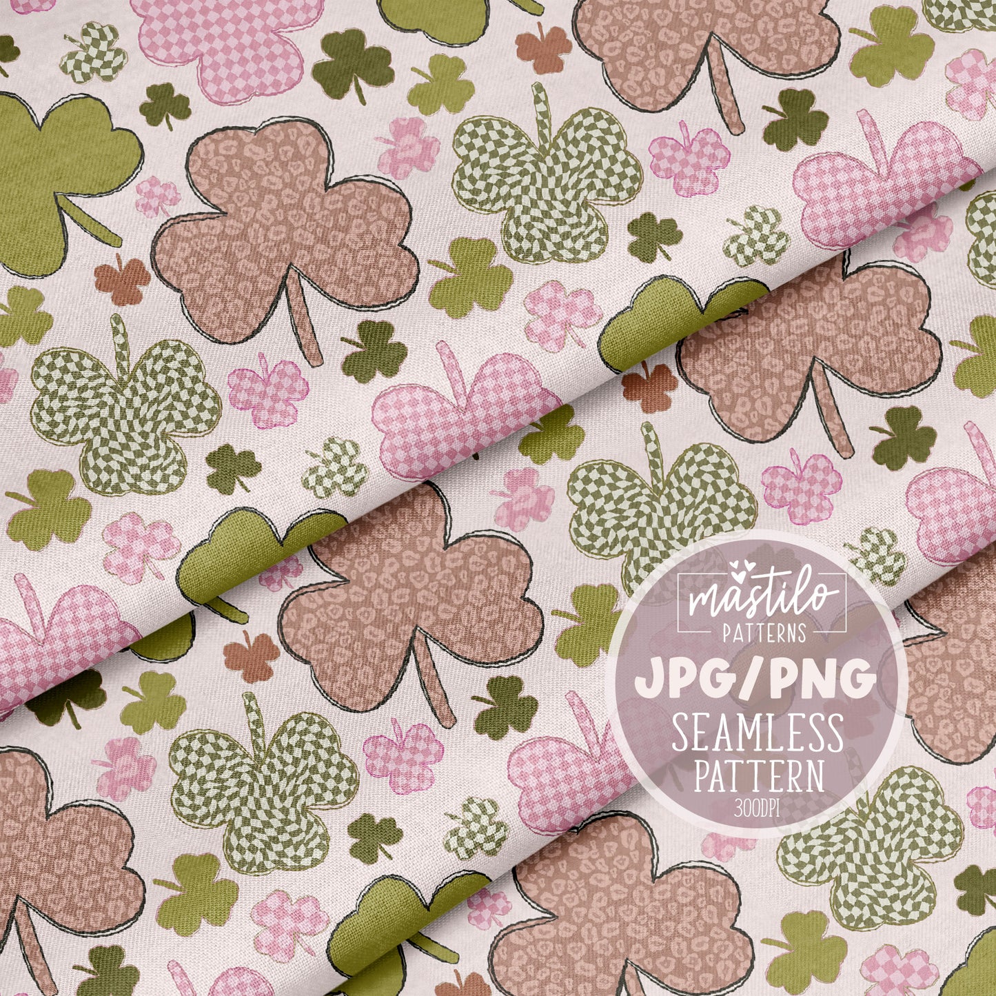 St. Patrick's Day Seamless Pattern, Lucky shamrock seamless file Clover seamless