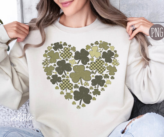 Shamrock Heart PNG, St. Patrick’s Day Clover Heart Png, Clover Leaf Png