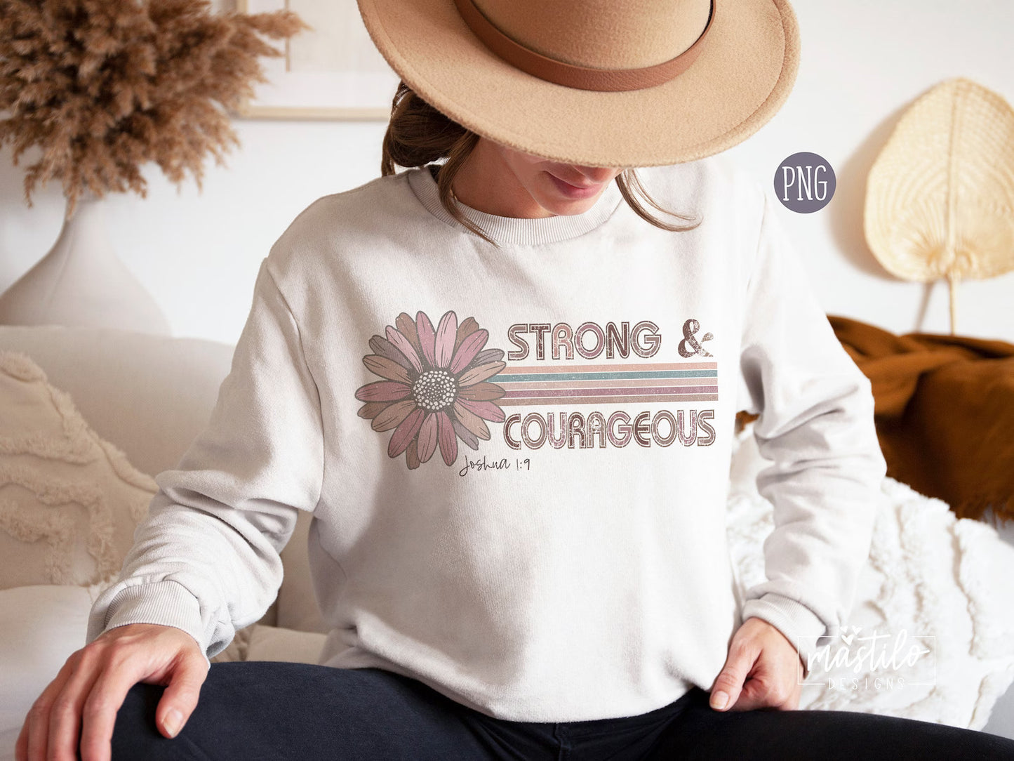 Strong And Courageous Png, Retro Christian Png, God PNG, Christian Shirt Designs