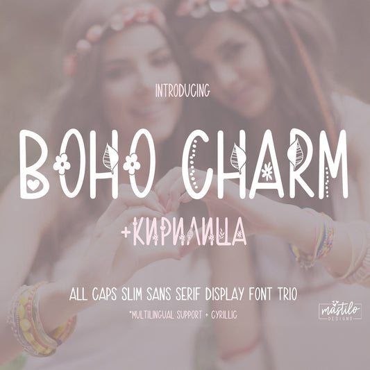 Boho Charm - Boho All Caps Slim Sans Serif Font, Modern Font, Procreate Fonts