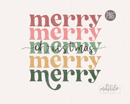 Merry Christmas Png, Christmas Sublimation Designs, Retro Christmas Png