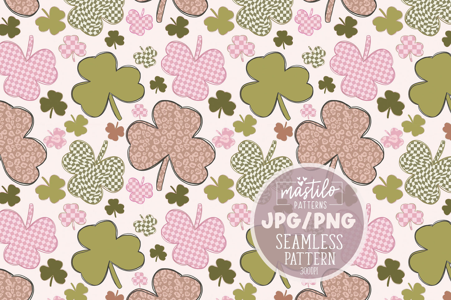 St. Patrick's Day Seamless Pattern, Lucky shamrock seamless file Clover seamless